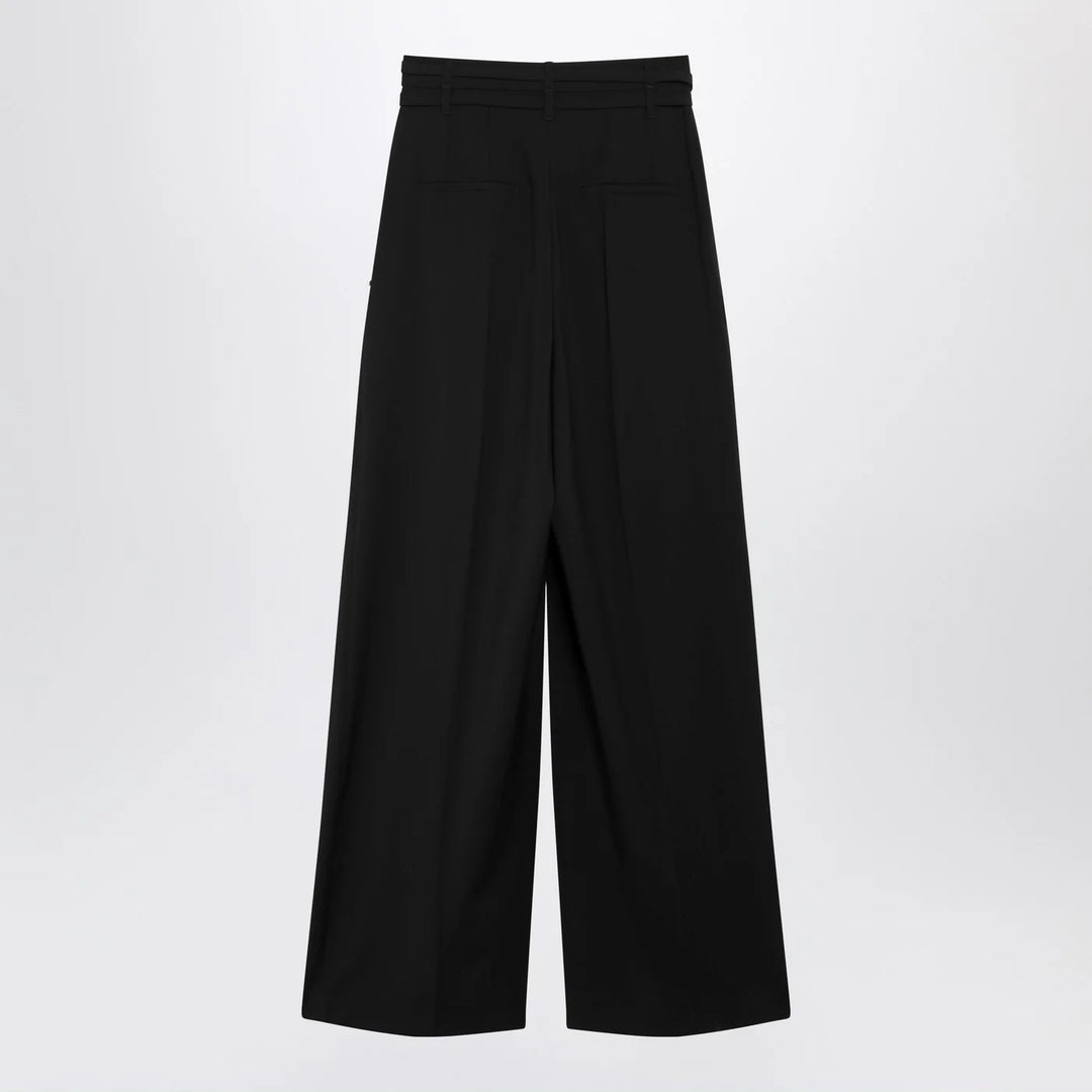 Sportmax - Black wide-leg stretch-wool trousers
