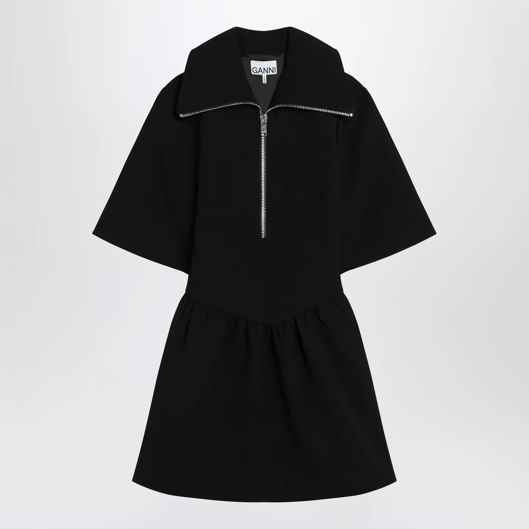 GANNI - Black mini dress in crêpe
