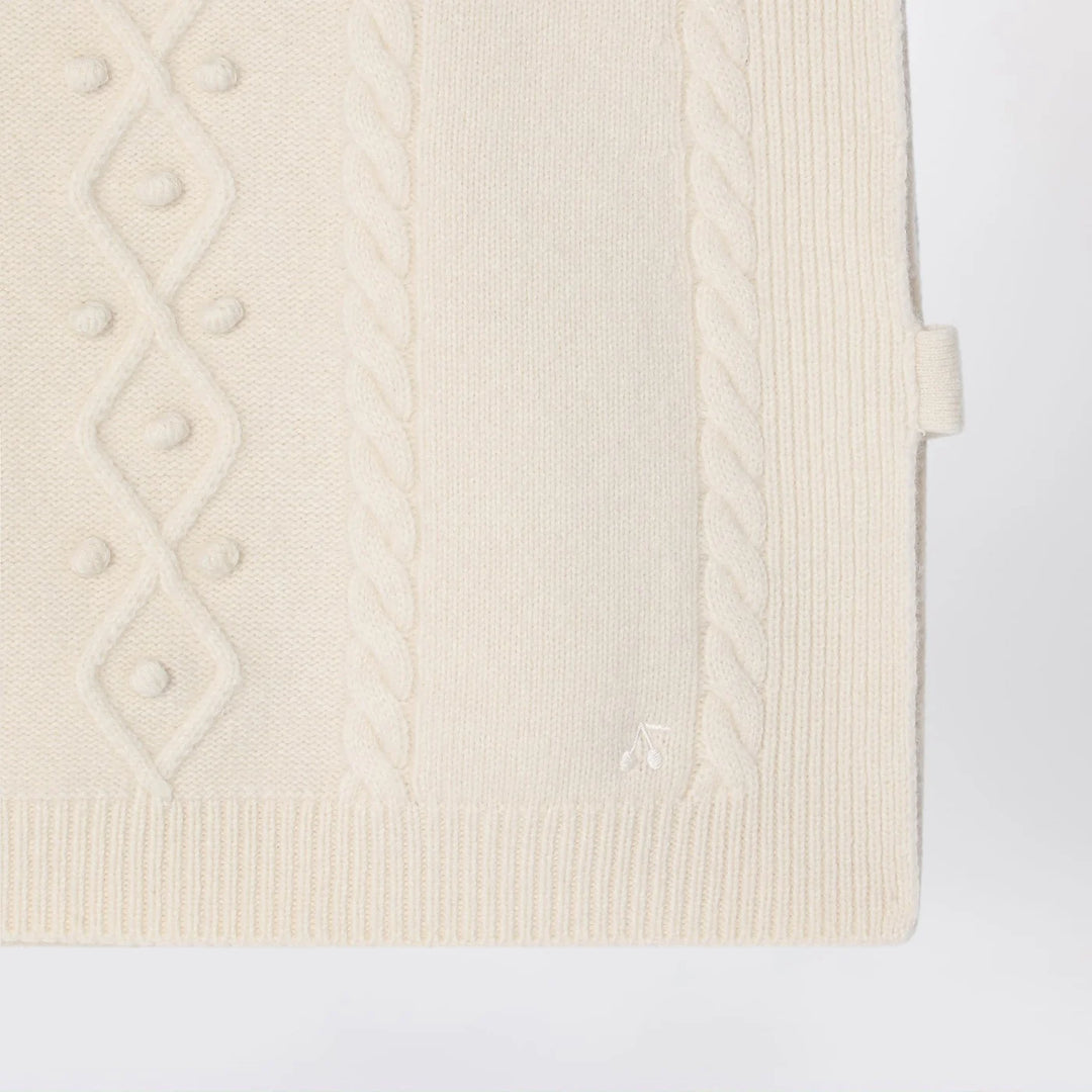 Bonpoint - Beige wool gilet with a braided pattern