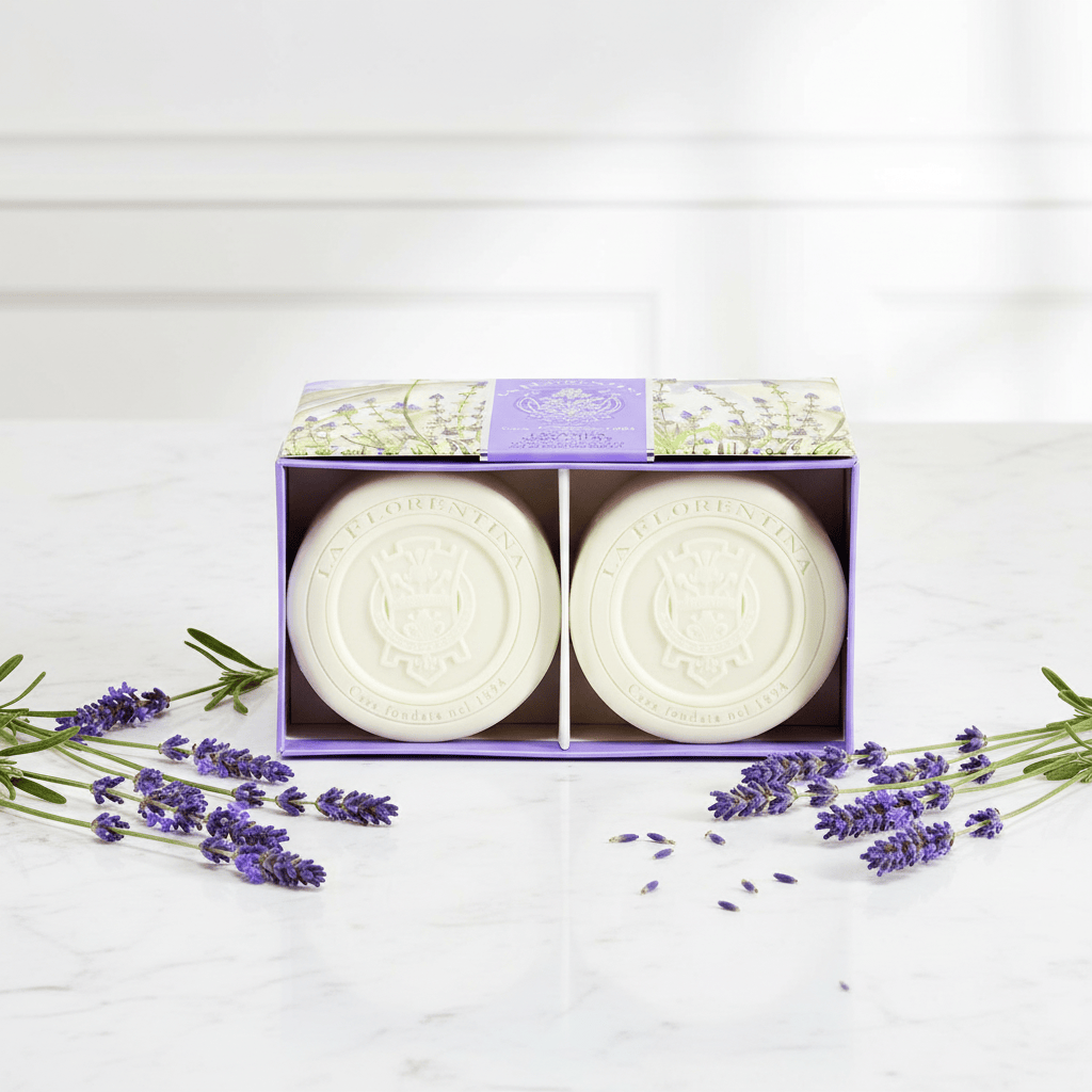 La Florentina Lavender 2 Round Soaps 115g Brand 115g 2 Bar Soaps Gift Boxed