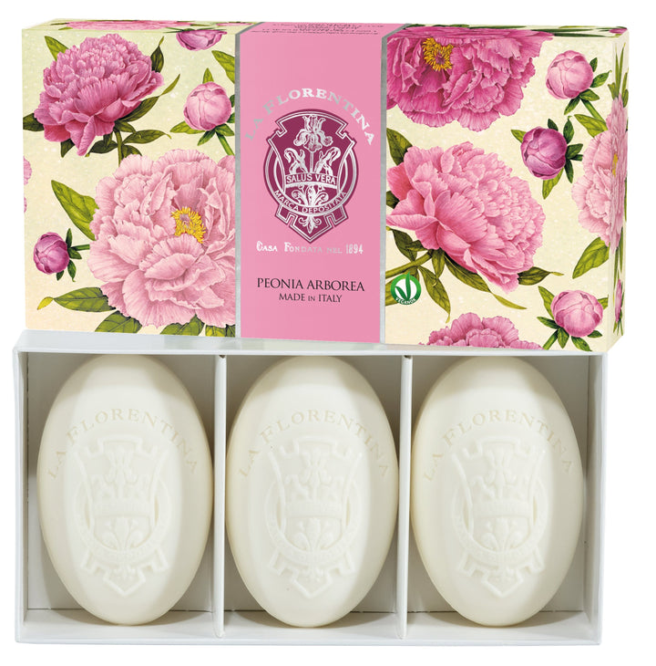 La Florentina 200g Set of 3 Bar Soaps La Florentina Arboreal Peony 3 Oval Soaps 150g Brand