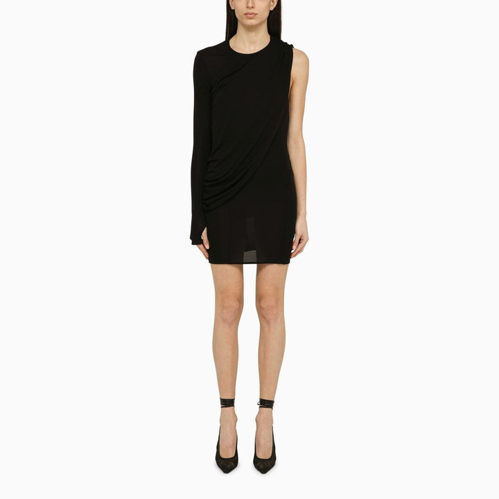 Apparel &amp; Accessories M ANDREĀDAMO - Black viscose one-shoulder dress with drape Brand