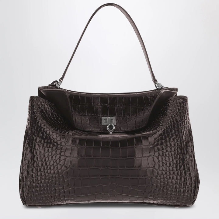 Balenciaga - Rodeo mini handbag in espresso crocodile-embossed leather Brand Apparel &amp; Accessories TU