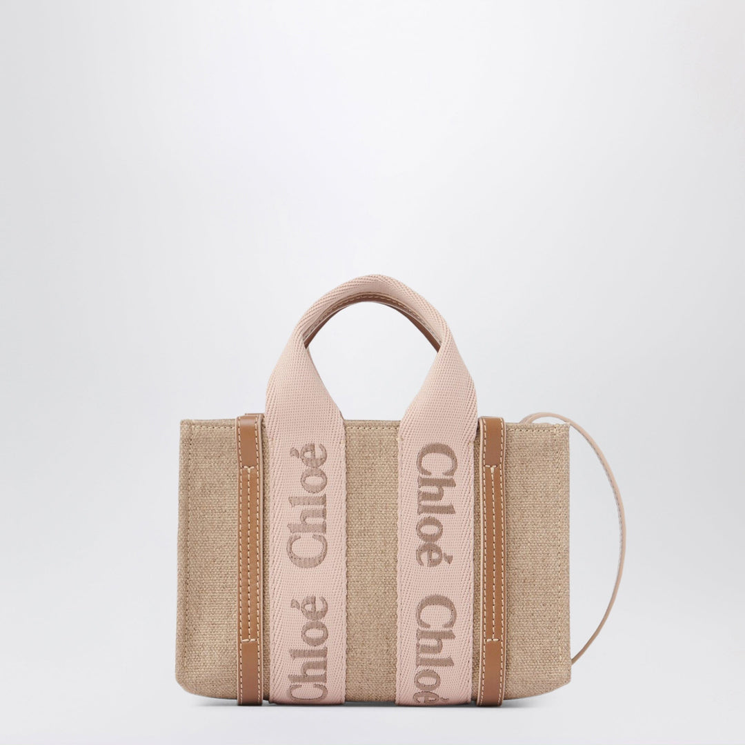 Apparel &amp; Accessories TU Chloé - Small Woody tote bag in linen Blushy beige Brand