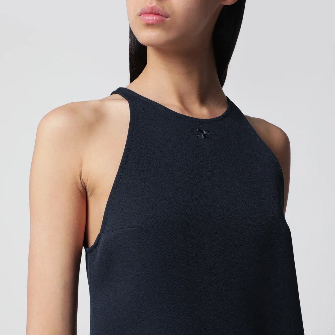 Courrèges - Sleeveless A-line twill mini dress with belt in navy Brand Apparel &amp; Accessories > Clothing Accessories > Belts 36  FR