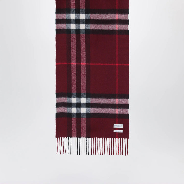 Burberry - Burgundy cashmere scarf with a checked pattern Brand Apparel &amp; Accessories > Clothing Accessories > Scarves &amp; Shawls TU