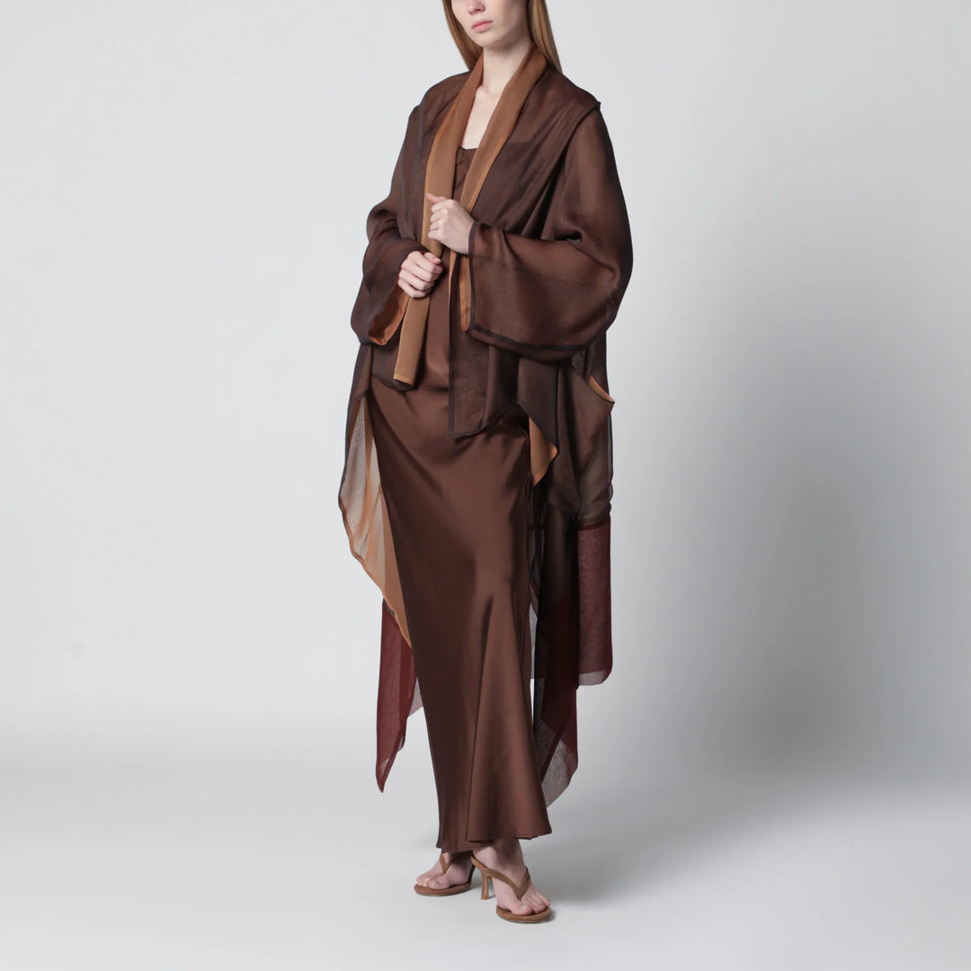 Apparel &amp; Accessories > Clothing > Outerwear > Coats &amp; Jackets S Alberta Ferretti - Brown cape in silk organza Brand