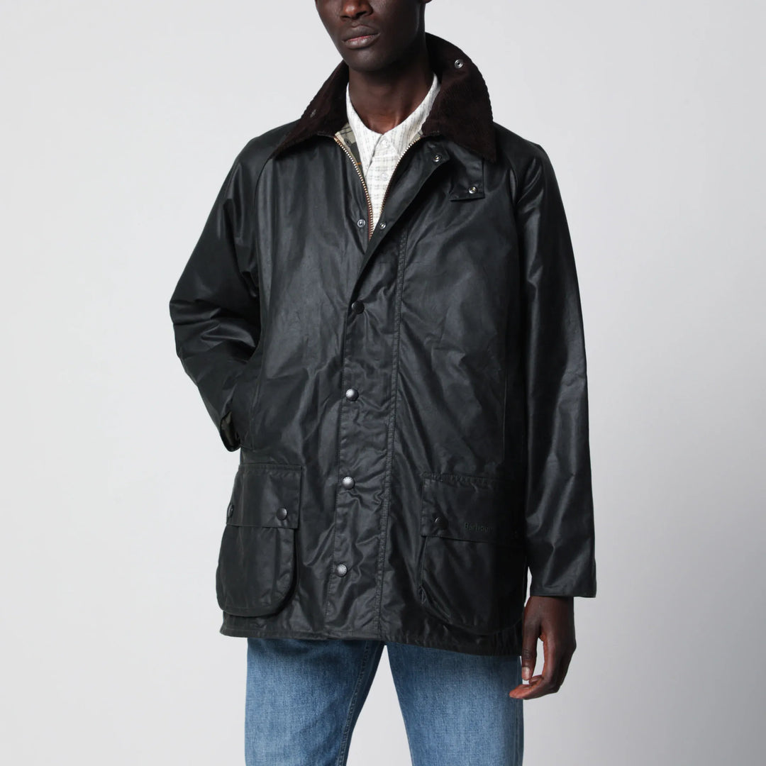 Barbour - Sage green Beaufort waxed jacket Brand Apparel & Accessories > Clothing > Outerwear > Coats & Jackets 40
