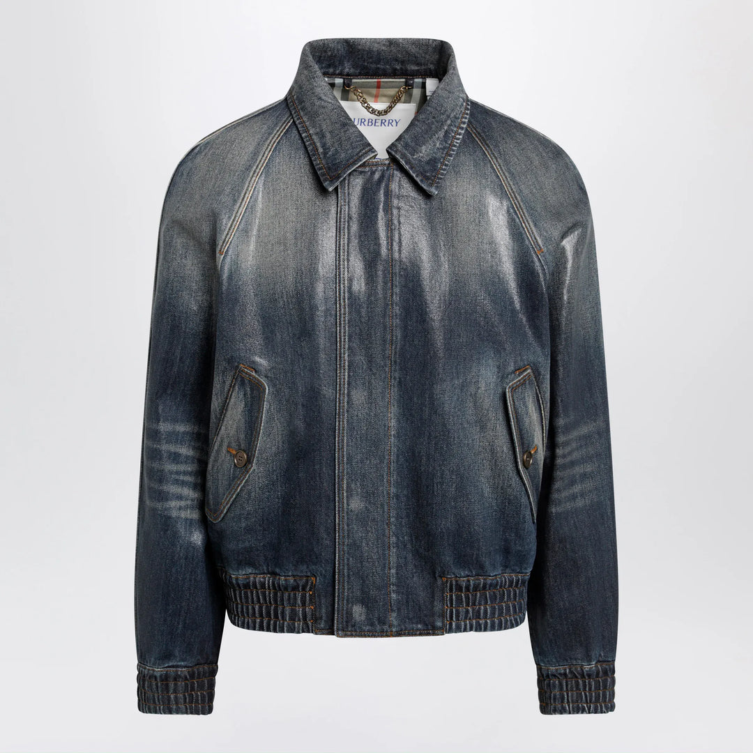 Burberry - Coated denim aviator jacket in mid blue Brand Apparel &amp; Accessories > Clothing > Outerwear > Coats &amp; Jackets