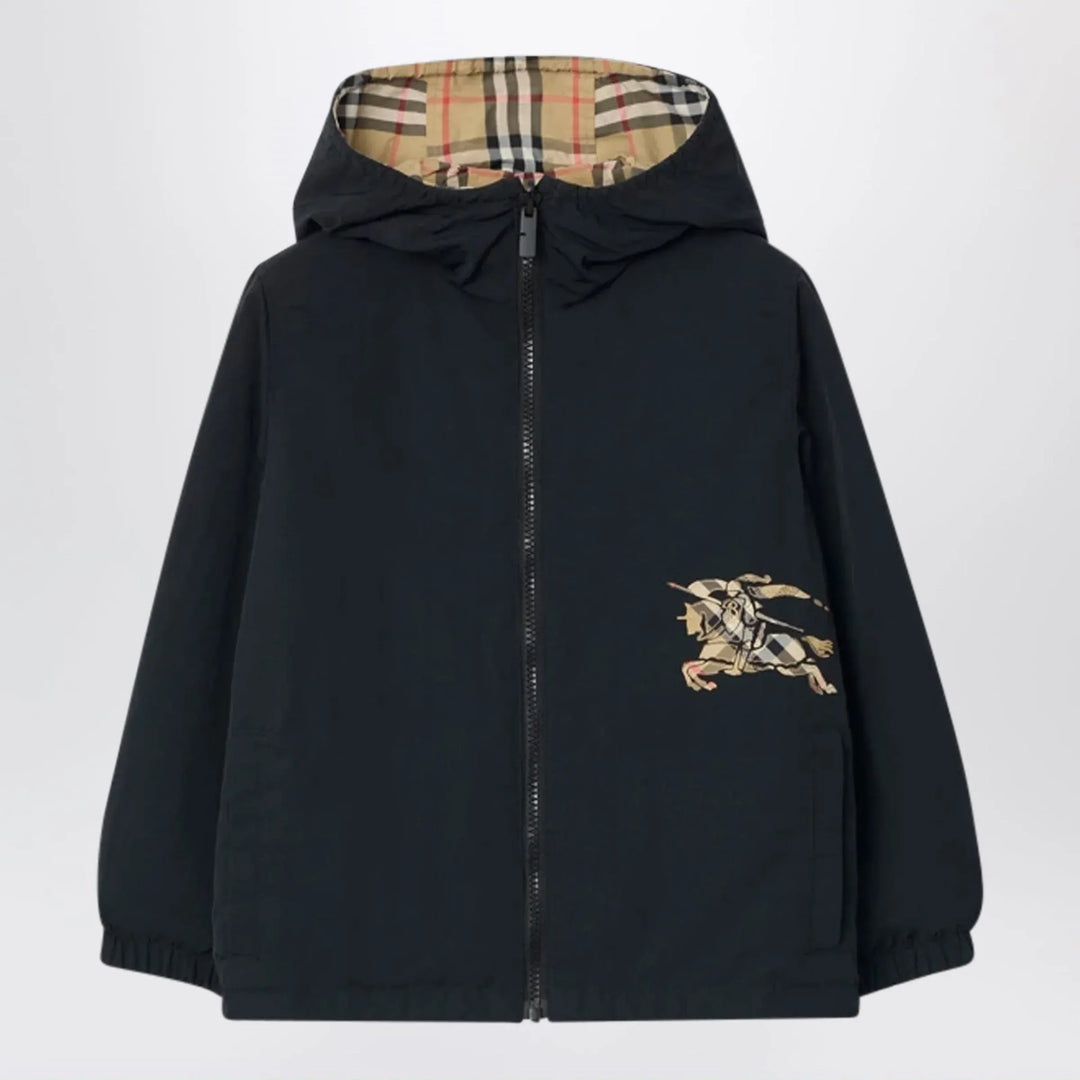 Burberry - Reversible check hooded nylon jacket in sand Brand Apparel &amp; Accessories > Clothing > Outerwear > Coats &amp; Jackets 6Y