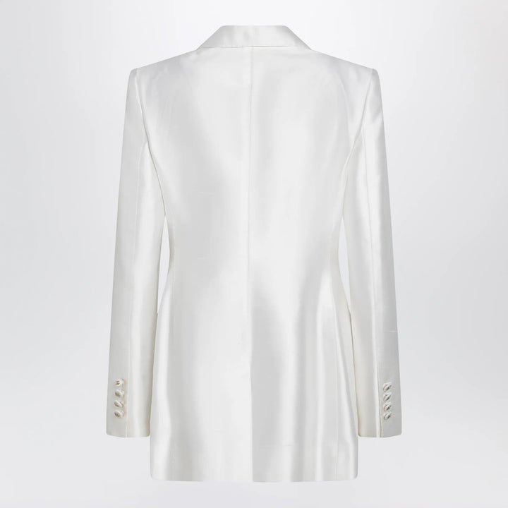 Dolce&amp;Gabbana - Double-breasted silk jacket in natural white Brand Apparel &amp; Accessories > Clothing > Outerwear > Coats &amp; Jackets 44  IT