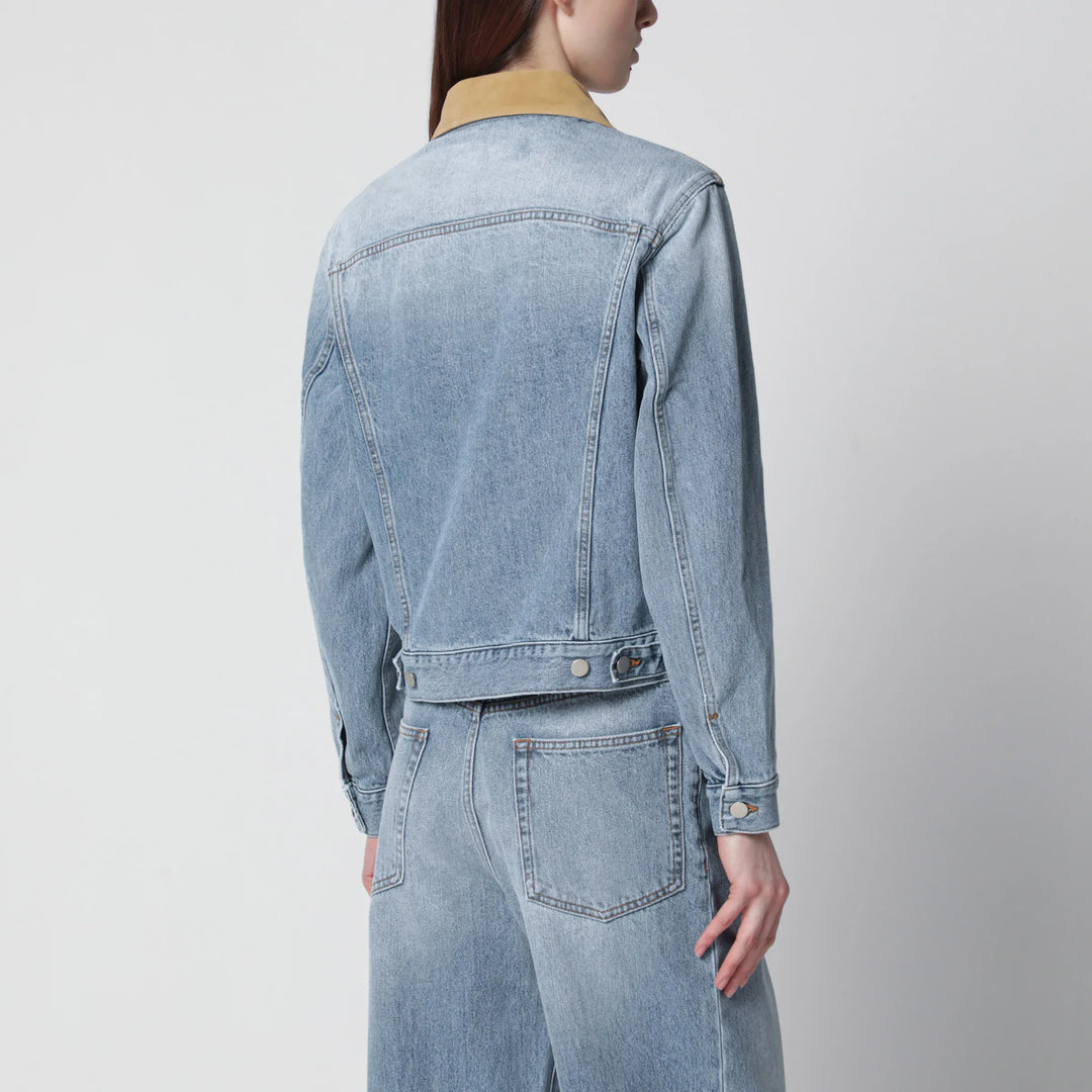 Róhe - Blue denim jacket with suede collar Brand Apparel &amp; Accessories > Clothing > Outerwear > Coats &amp; Jackets