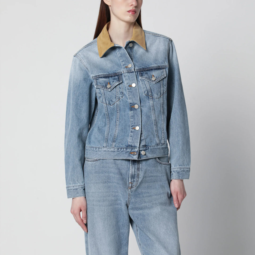Róhe - Blue denim jacket with suede collar Brand Apparel & Accessories > Clothing > Outerwear > Coats & Jackets 36  FR