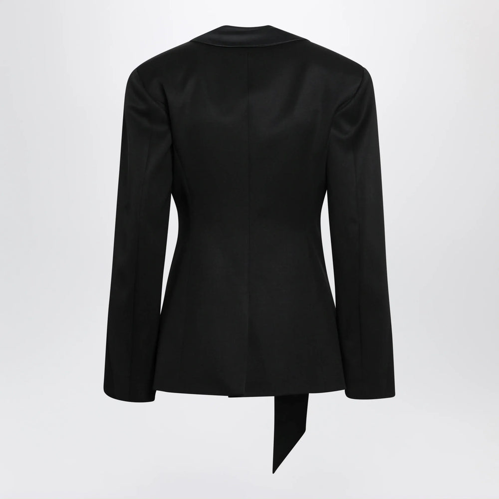 The Attico - Black virgin wool tuxedo jacket with satin lapels Brand Apparel & Accessories > Clothing > Outerwear > Coats & Jackets