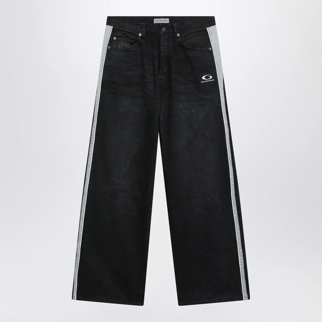 Balenciaga - Denim trousers with dark brown and black trims Brand Apparel &amp; Accessories > Clothing > Pants