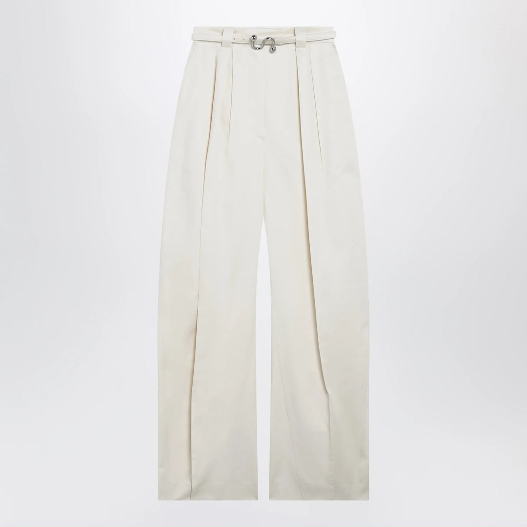 Sportmax - Oversized trousers in vanilla cotton gabardine Brand Apparel & Accessories > Clothing > Pants 38  IT