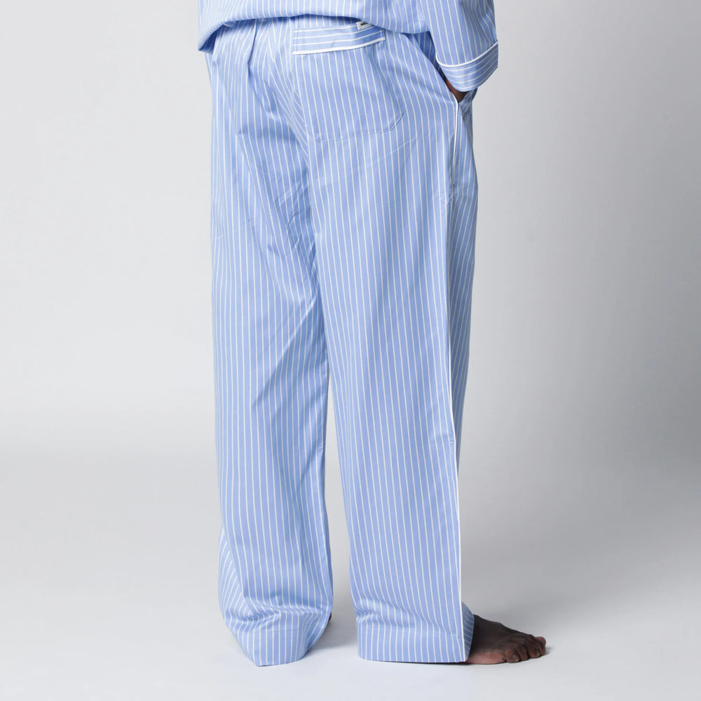 Tekla - Light blue pajama trousers with white stripes Brand Apparel & Accessories > Clothing > Pants