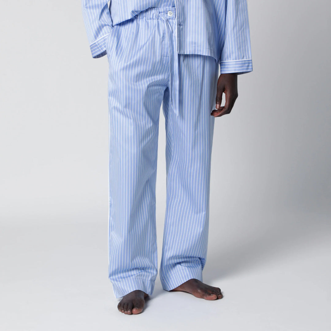 Tekla - Light blue pajama trousers with white stripes Brand Apparel & Accessories > Clothing > Pants S