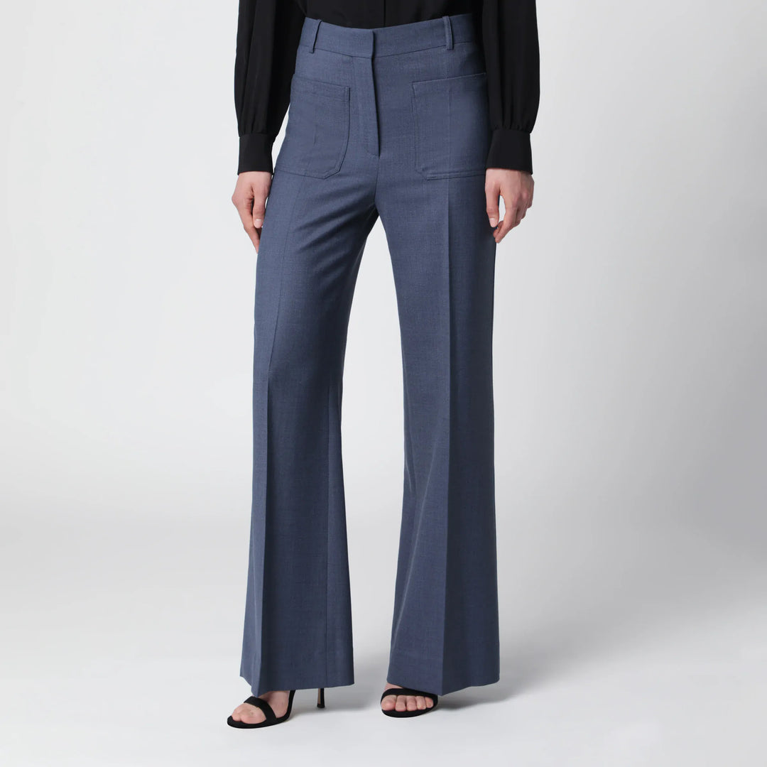 Victoria Beckham - Alina trousers in blue mélange wool blend Brand Apparel &amp; Accessories > Clothing > Pants 6 UK