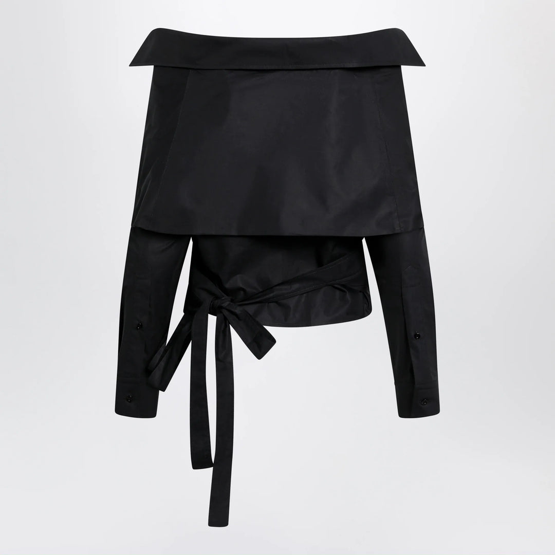 Balenciaga - Off-shoulder wrap shirt in black Brand Apparel &amp; Accessories > Clothing > Shirts &amp; Tops 34  FR