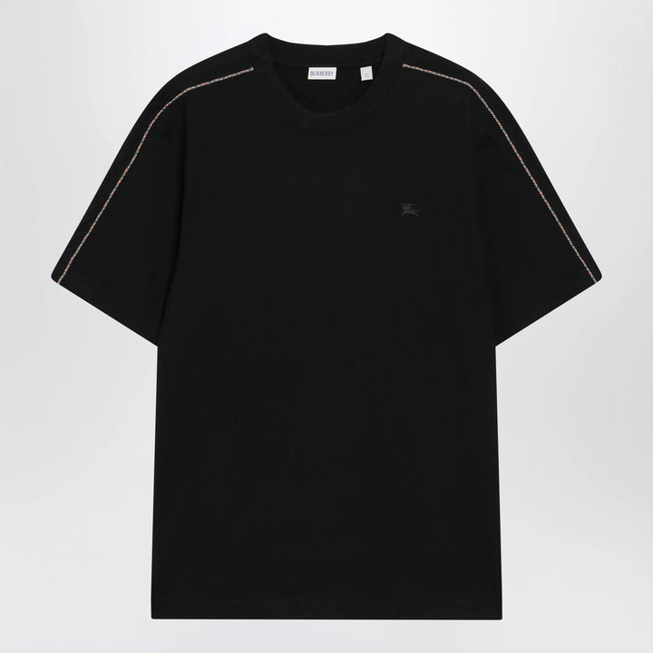 Burberry - Cotton T-shirt with Check trim in black Brand Apparel &amp; Accessories > Clothing > Shirts &amp; Tops S