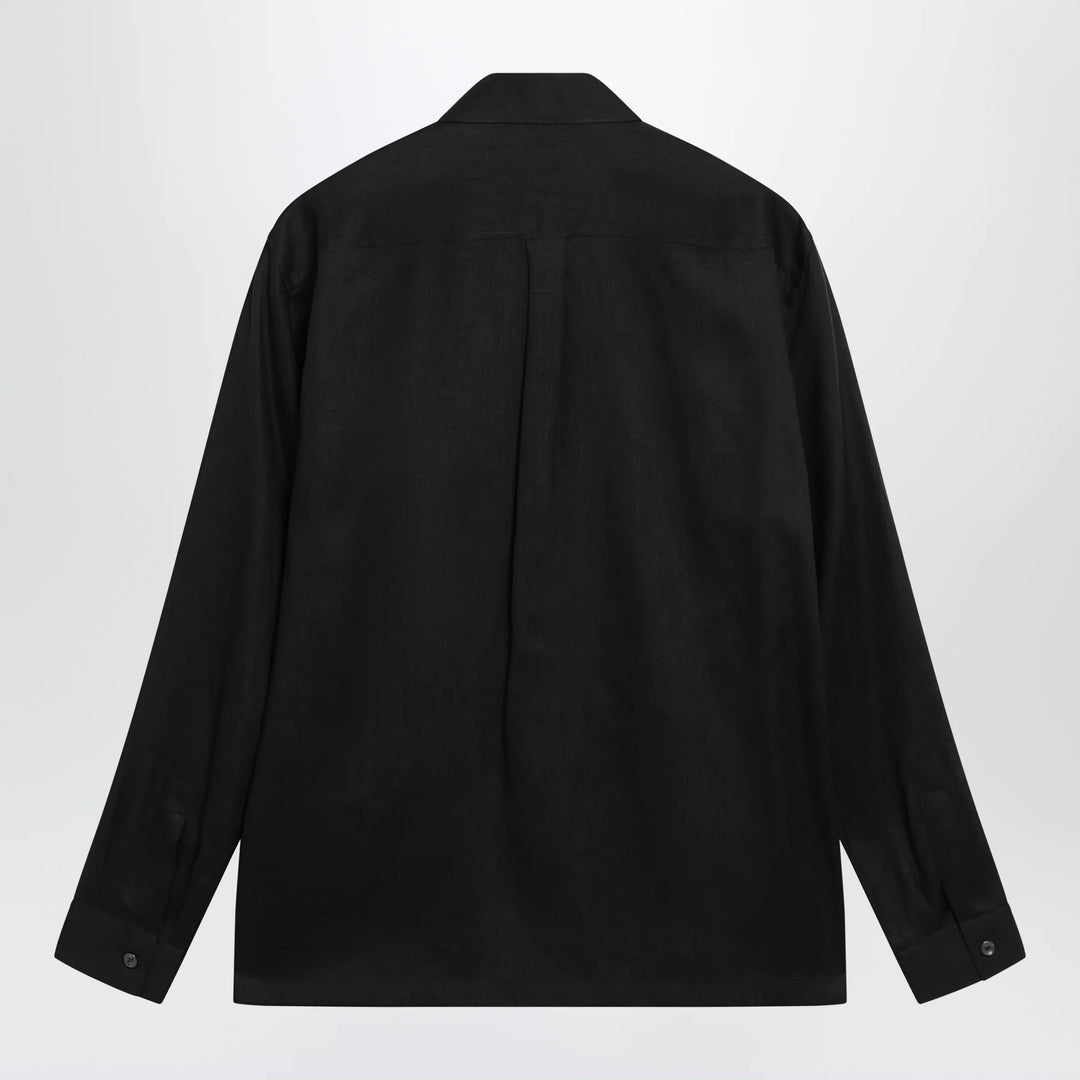 Dolce&amp;Gabbana - Hawaii-fit linen shirt with DG hardware in black Brand Apparel &amp; Accessories > Clothing > Shirts &amp; Tops