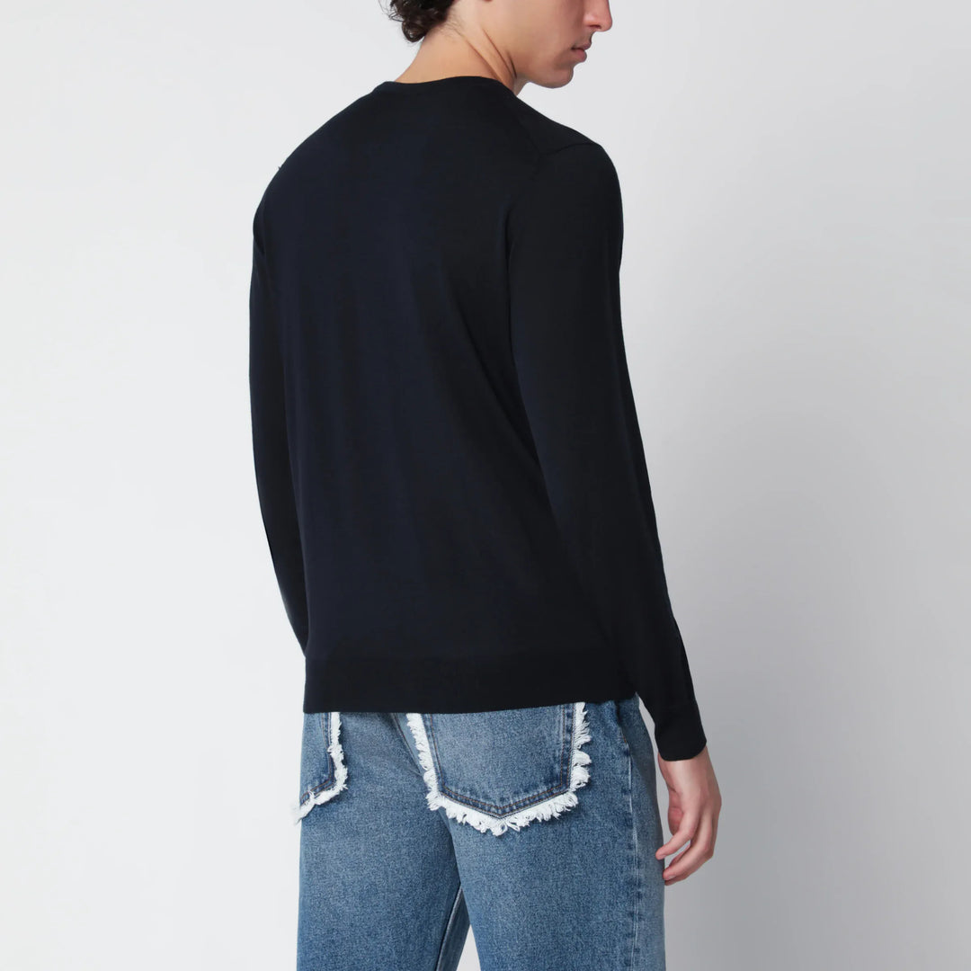 Drumohr - Navy blue wool crew-neck sweater Brand Apparel &amp; Accessories > Clothing > Shirts &amp; Tops