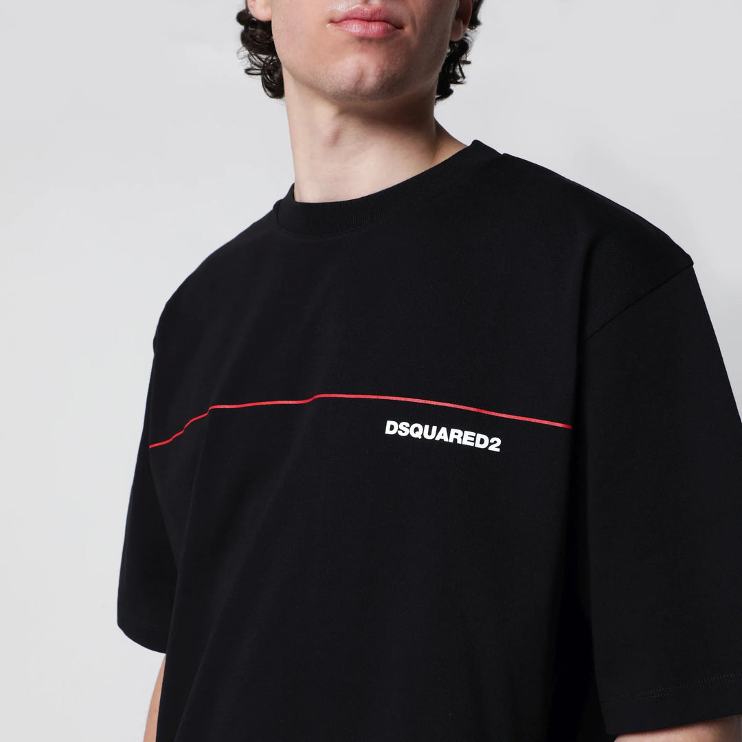 Dsquared2 - Loose-fit cotton jersey T-shirt with logo in black Brand Apparel &amp; Accessories > Clothing > Shirts &amp; Tops