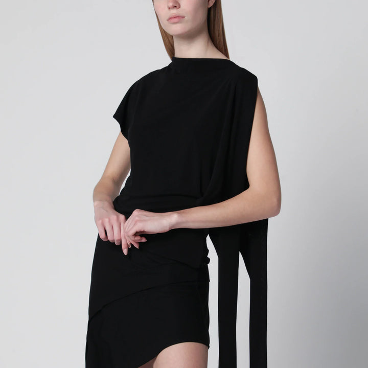 Francesco Murano - Black asymmetric viscose top Brand Apparel &amp; Accessories > Clothing > Shirts &amp; Tops