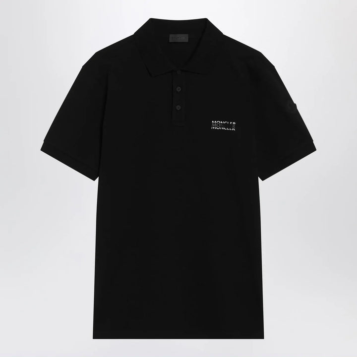 Moncler - Black cotton piqué polo shirt with logo Brand Apparel &amp; Accessories > Clothing > Shirts &amp; Tops M