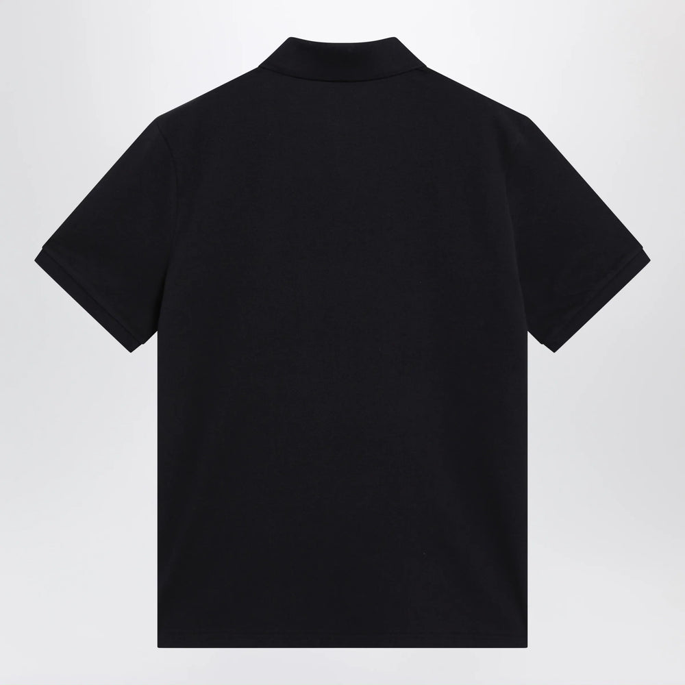 Moncler - Blue cotton polo shirt with triple crest logo patch Brand Apparel & Accessories > Clothing > Shirts & Tops