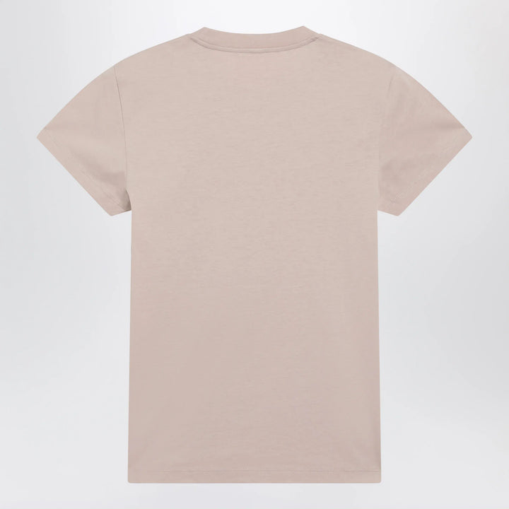 Moncler - Pink T-shirt with logo embroidery Brand Apparel &amp; Accessories > Clothing > Shirts &amp; Tops