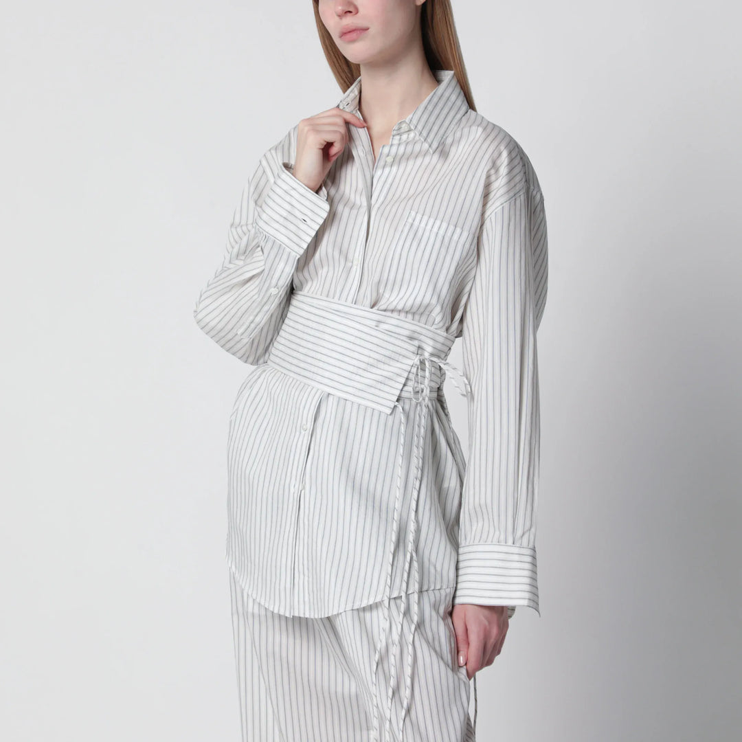 Róhe - Silk striped shirt with belt Brand Apparel & Accessories > Clothing > Shirts & Tops 36  FR