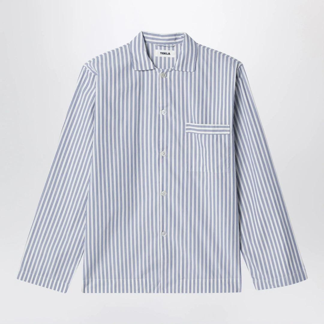 Tekla - White/light blue striped pajama shirt Brand Apparel & Accessories > Clothing > Shirts & Tops S