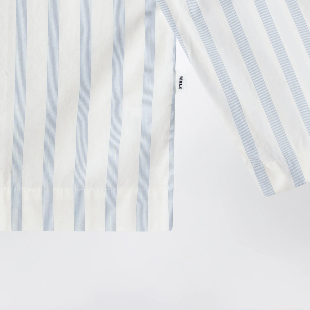 Tekla - White pajama shirt with light blue stripes Brand Apparel & Accessories > Clothing > Shirts & Tops