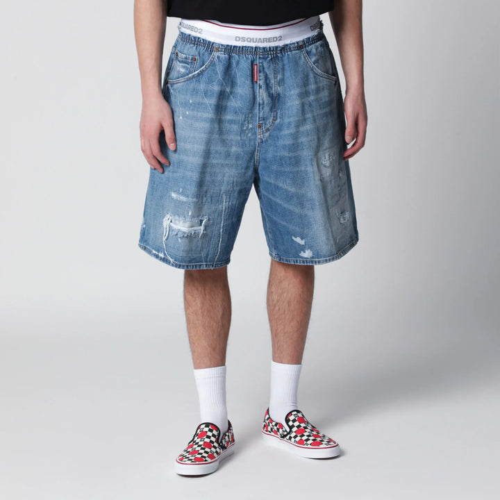Dsquared2 - Surfer light-wash distressed denim shorts in blue Brand Apparel &amp; Accessories > Clothing > Shorts 46 IT
