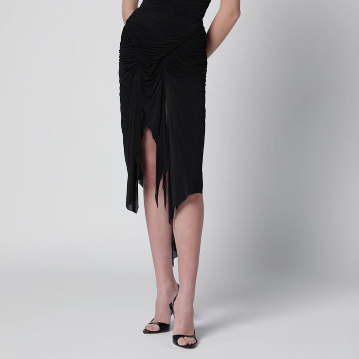Francesco Murano - Black draped skirt with front slit Brand Apparel &amp; Accessories > Clothing > Skirts 40  IT
