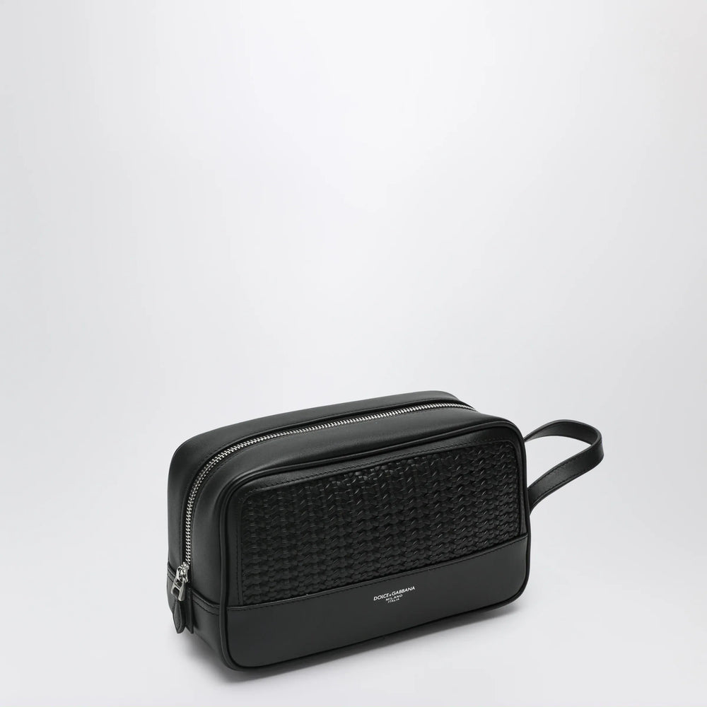 Dolce&Gabbana - Atene toiletry bag in plonge calfskin leather, black Brand Apparel & Accessories TU