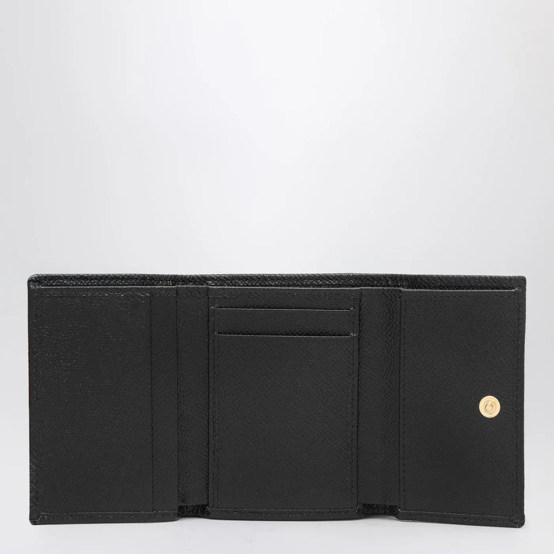 Dolce&amp;Gabbana - Black dauphine leather wallet with logo plaque Brand Apparel &amp; Accessories TU