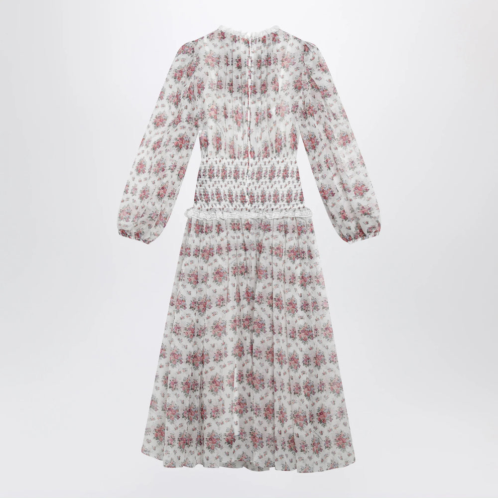Dolce&Gabbana - Long chiffon dress with floral bouquet print, white Brand Apparel & Accessories 42  IT