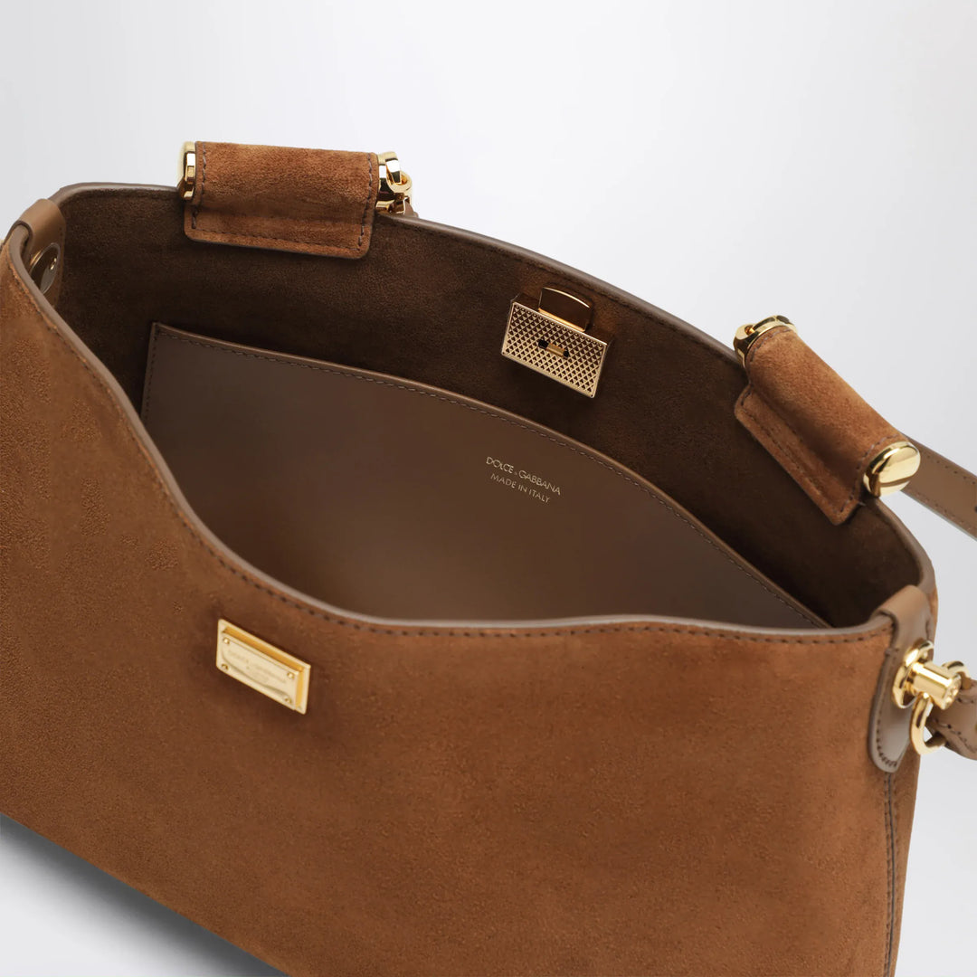 Dolce&amp;Gabbana - Medium Vittoria suede bag in camel Brand Apparel &amp; Accessories U