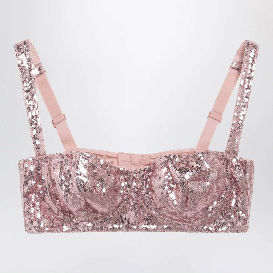 Dolce&amp;Gabbana - Pink balconette bra in micro-sequins Brand Apparel &amp; Accessories 3B