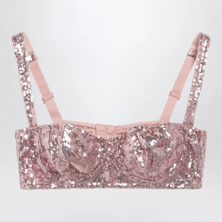 Dolce&amp;Gabbana - Pink balconette bra in micro-sequins Brand Apparel &amp; Accessories 3B
