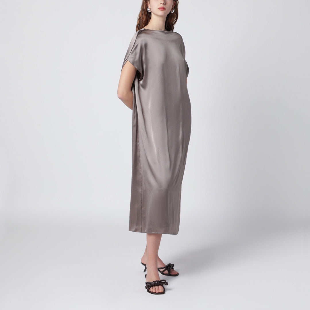 Apparel &amp; Accessories Dries Van Noten - Taupe silk satin midi dress Brand