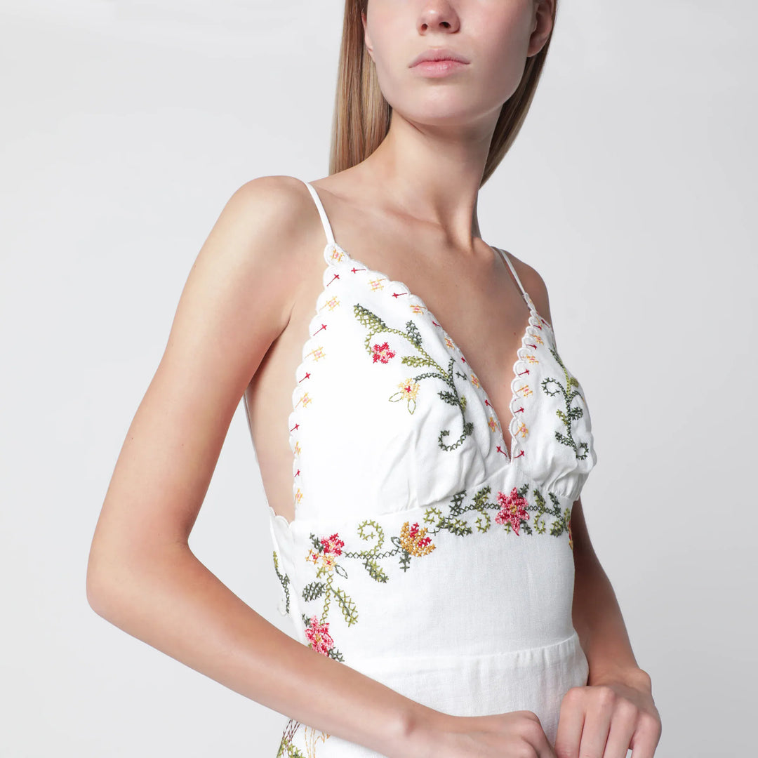 FARM Rio - Ivory midi dress with floral embroidery Brand Apparel &amp; Accessories