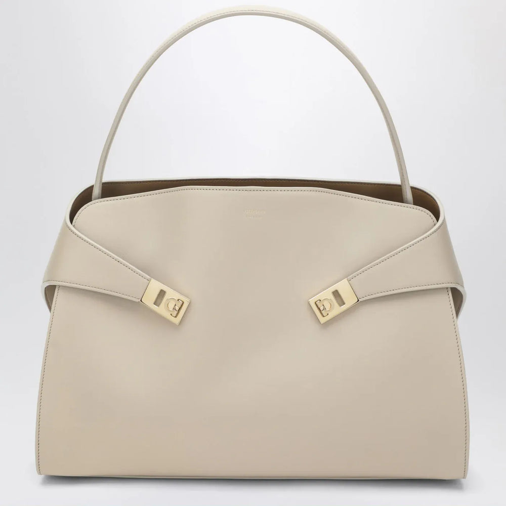 Ferragamo - Ivory and ochre leather Hug Soft L handbag Brand Apparel & Accessories TU