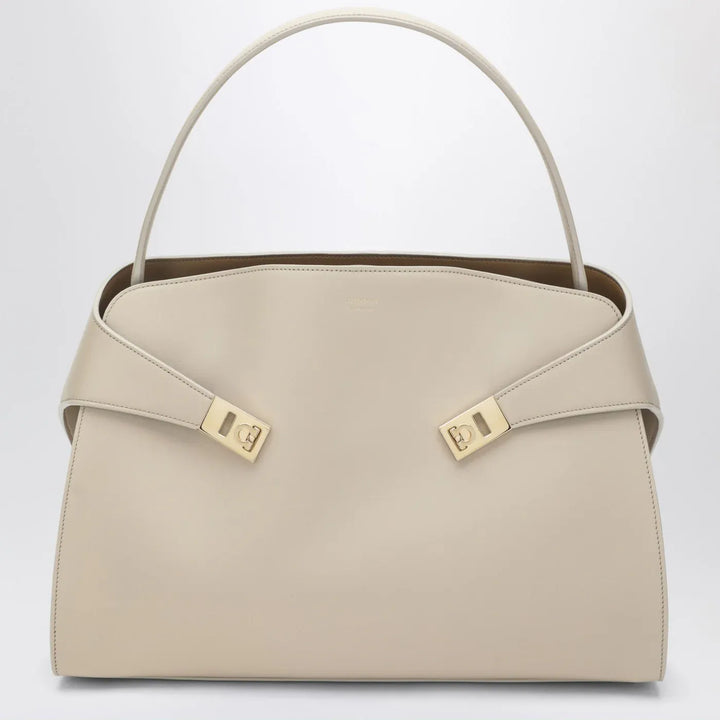 Ferragamo - Ivory and ochre leather Hug Soft L handbag Brand Apparel &amp; Accessories TU