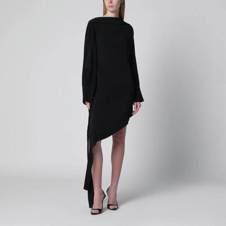 Francesco Murano - Black asymmetric silk-blend dress Brand Apparel &amp; Accessories 38  IT