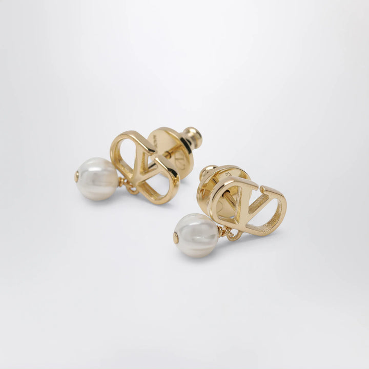 Valentino Garavani - VLogo pearl drop earrings in gold-tone brass Brand Apparel &amp; Accessories > Jewelry U