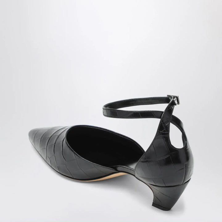 Le Monde Béryl - Black Victoria décolleté with crocodile print Brand Apparel &amp; Accessories